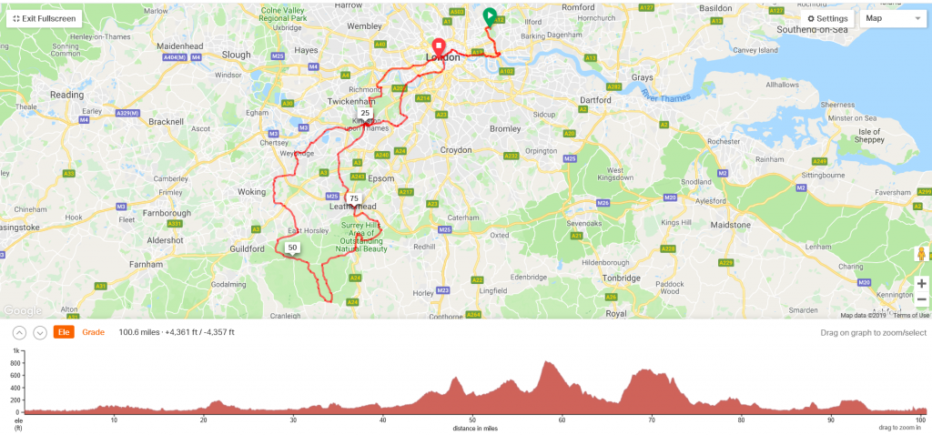 The 100 mile route